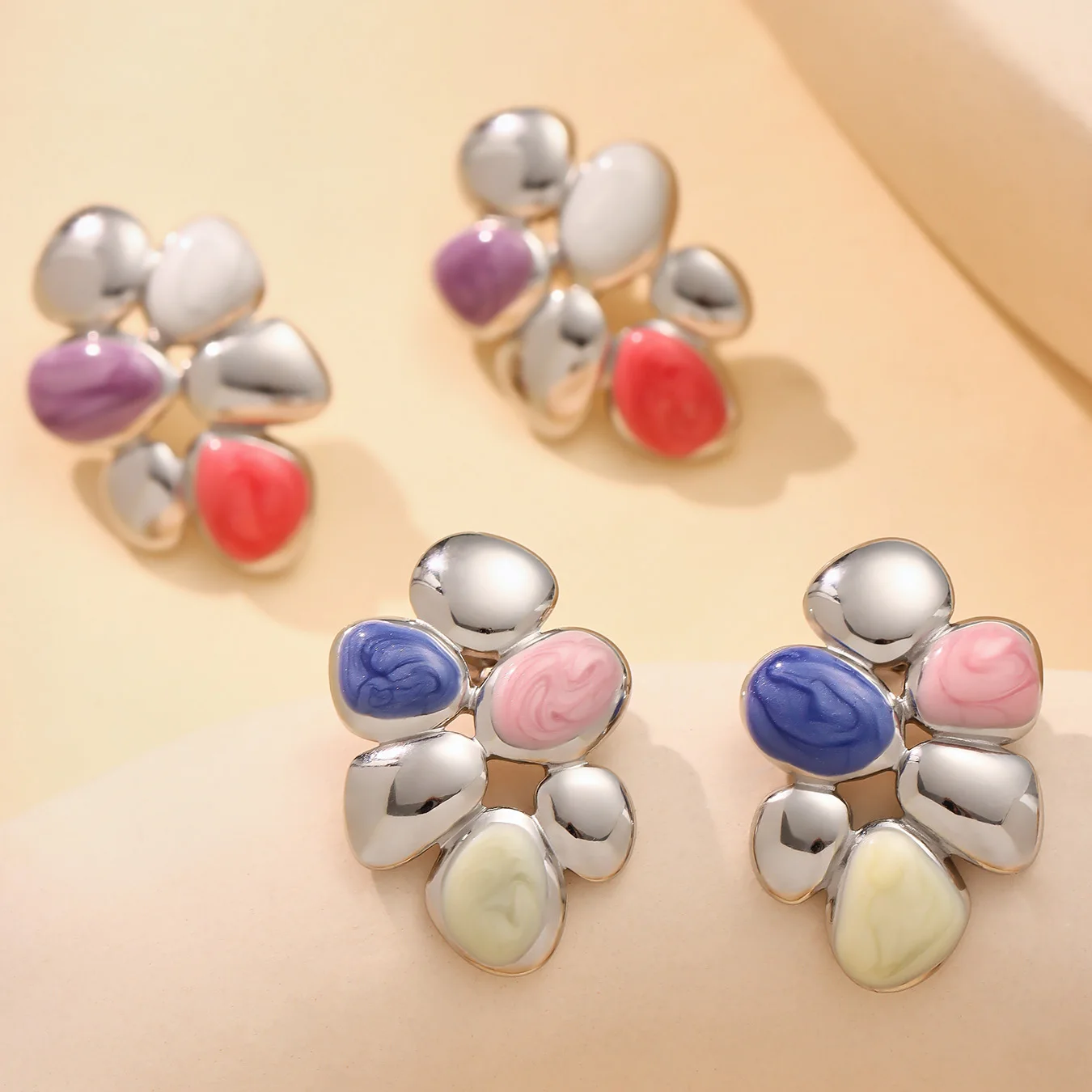 

Nivora Multipcolored Enaml Stainless Steel Joyful Candy Grape Shape Stud Earrings For Women Hypoallergenic Wedding Jewelry Gifts