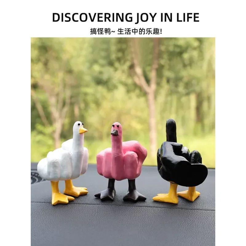 Bored Send Ta A Middle Finger Duck Creative Funny Car Center Console Ornament Decompression Interesting Car Decor