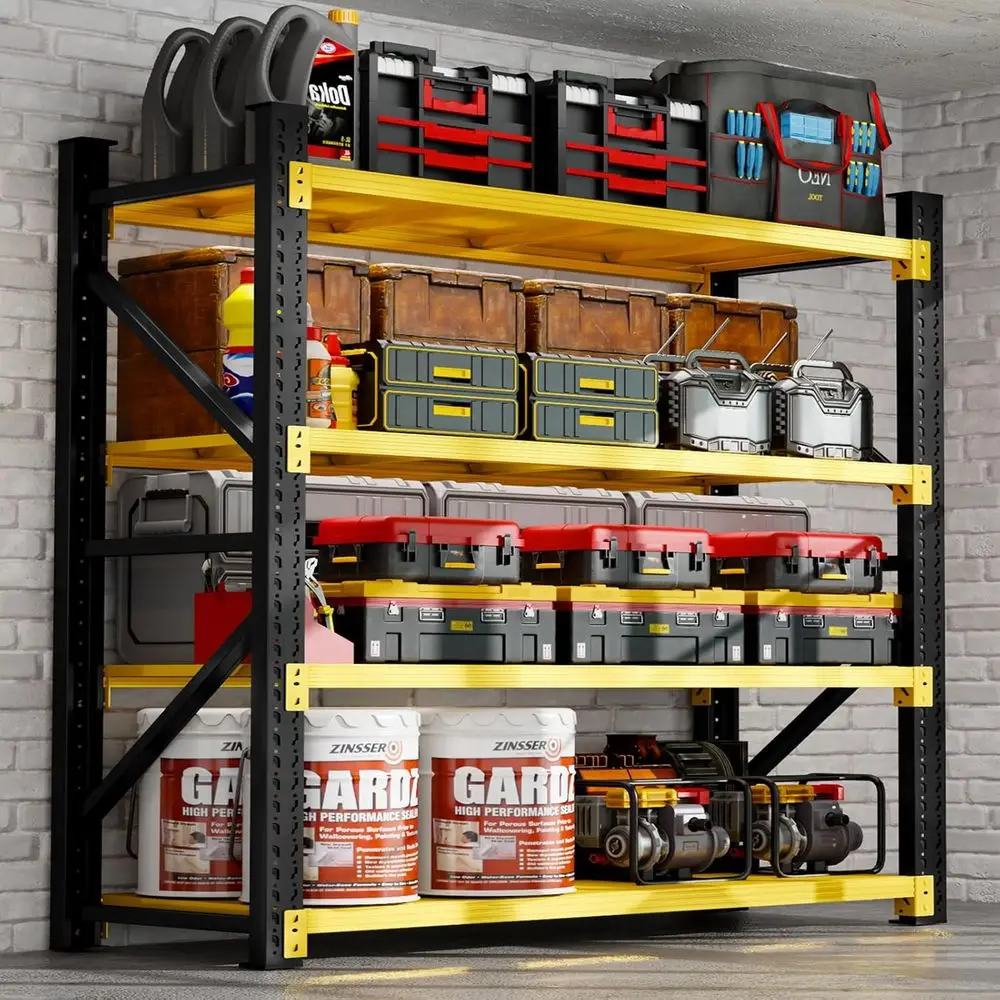 4-Tier Adjustable 59 Wide Heavy-Duty Metal Shelving for Garage, Workshop, and Storage