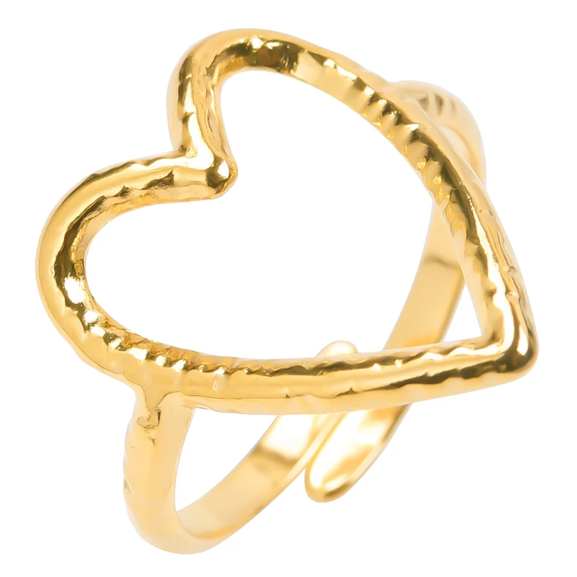 Gold Color Sweet Love Heart Charm Rings For Women Men Accessories 18k Stainless Steel Ring 2023 Trend Jewelry Anillo Couple Gift