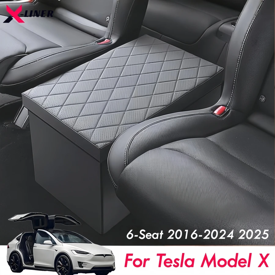 

Multiuse 2nd Row Car Seat Organizer for Tesla Model X 6-Seat 2016-2024 2025 Console Organizer Backseat Box Toy Storage Bin