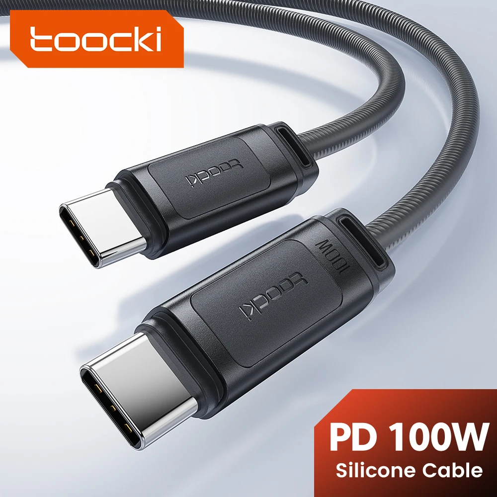 Toocki 100W USB Type C Cable Fast Charging For iPhone 17 16 MacBook Pro Laptop Samsung S25  PD 480Mbps Silicone Cable Data Cord