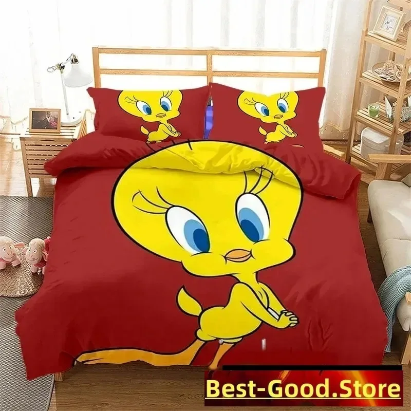 3D Print Fashion Cartoon Tweetys Bird Bedding Set Boys Girls Twin Queen King Size Duvet Cover Pillowcase Bed boys Adult Bedroom