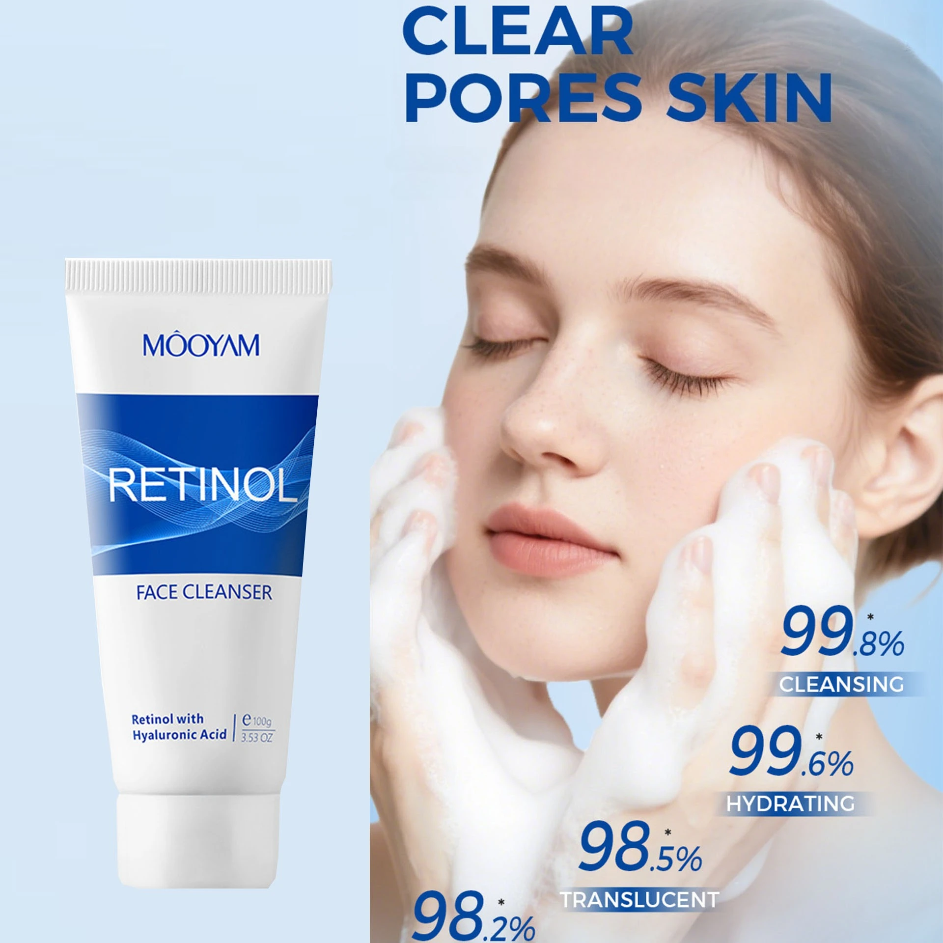 Retinol Amino Acid facial cleanser Gentle non-irritating oil control cleanser Deep cleansing pores Sensitive skin available