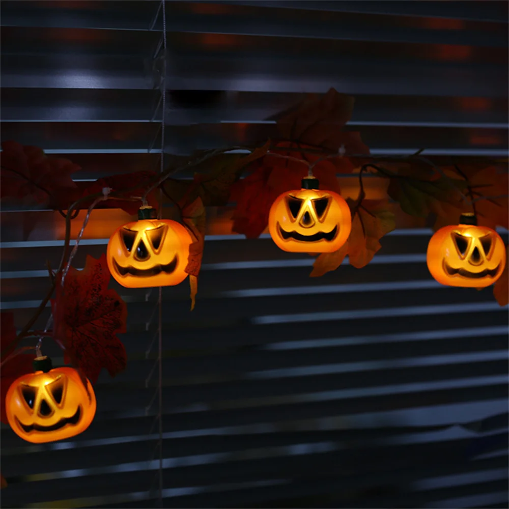 10/20 LED Pumpkin String Lights Bttery Operated Maple Leaf Fall Garland Lights  for Halloween Indoor Outdoor Party Decor