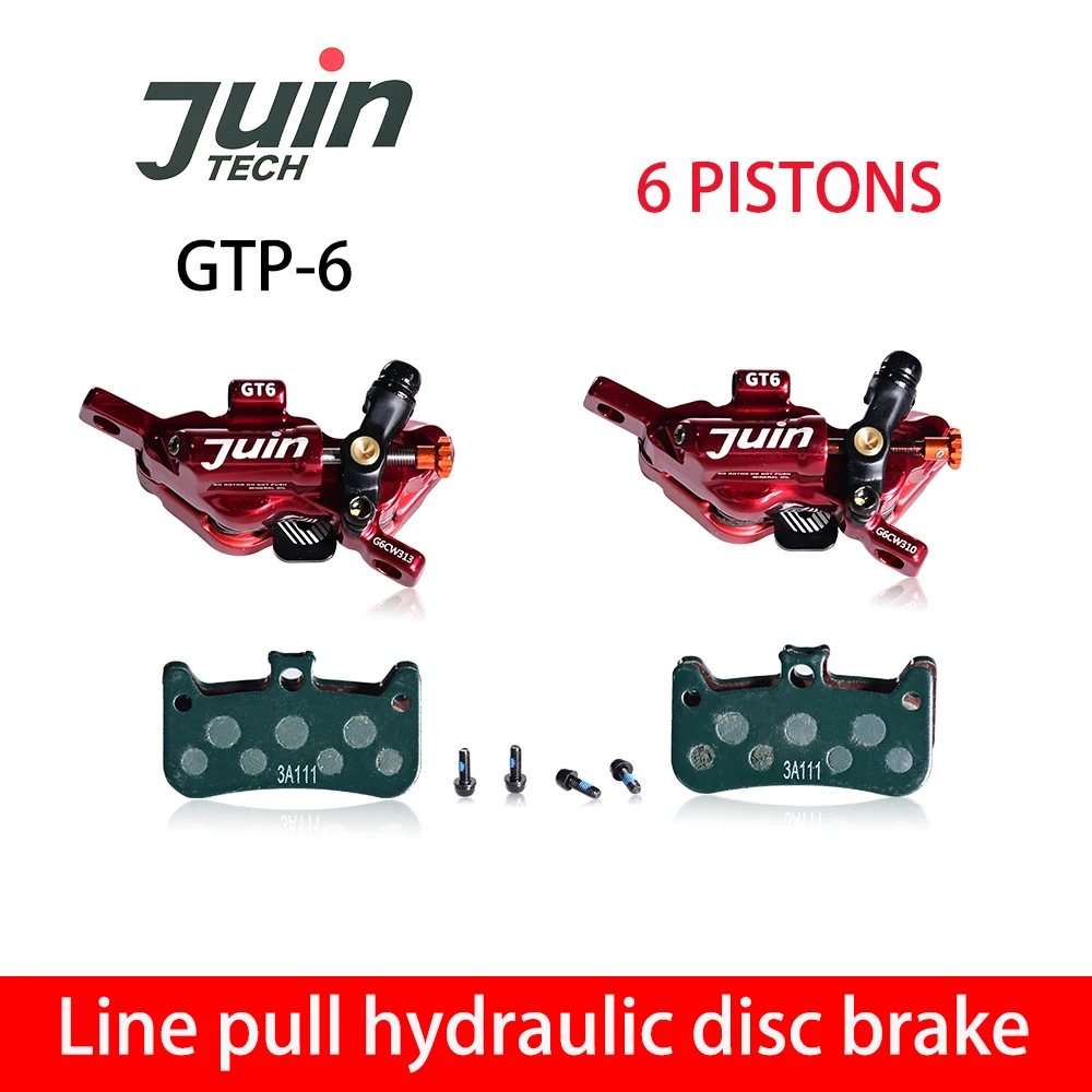 Juin Tech-ultralight hydraulic disc brake set, GT-P, 6 pistons, caliper for mountain and road bike, CX Gravel, double-sided actu