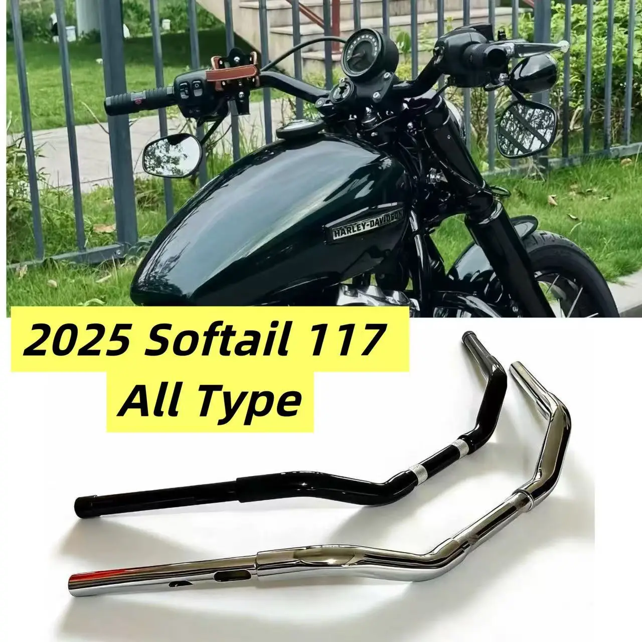 

2025 Harley Softail 117 1.25'' Chopper Seagull Handlebar For Low Rider Street Bob Fat Boy Breakout Deluxe Motorcycle Handlebars