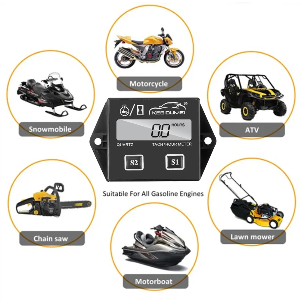 Digital medidor de hora tach medidor tacômetro motor rpm display lcd motor da motocicleta motor de acidente vascular cerebral carro motocicleta barco