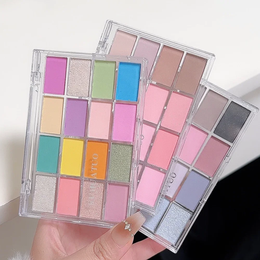 Palette di ombretti rosa Toni terra nudi opachi e luccicanti, texture sfumabile setosa, aspetto naturale per il trucco degli occhi in stile coreano 16 colori