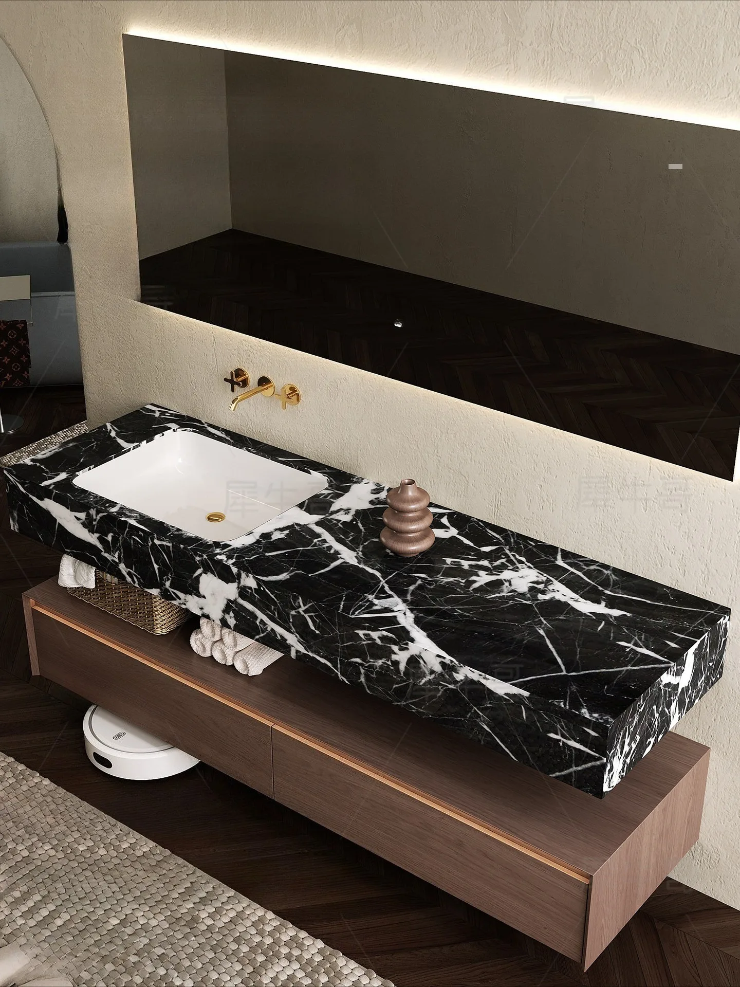 Any Size Custom High End Creative One Piece Marble Vessel Sink Solid Stone Anti Stain Easy Clean Luxury Art Upscale Bathroom