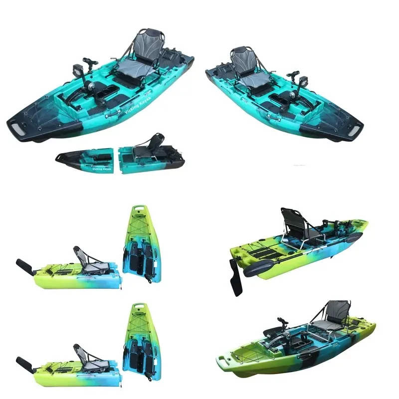 Hot Sale 9 ft Modular 1-Person HDPE Sea Kayak Ocean Pedal Drive Propeller Kayak Fishing for Rivers High-Density Polyethylene
