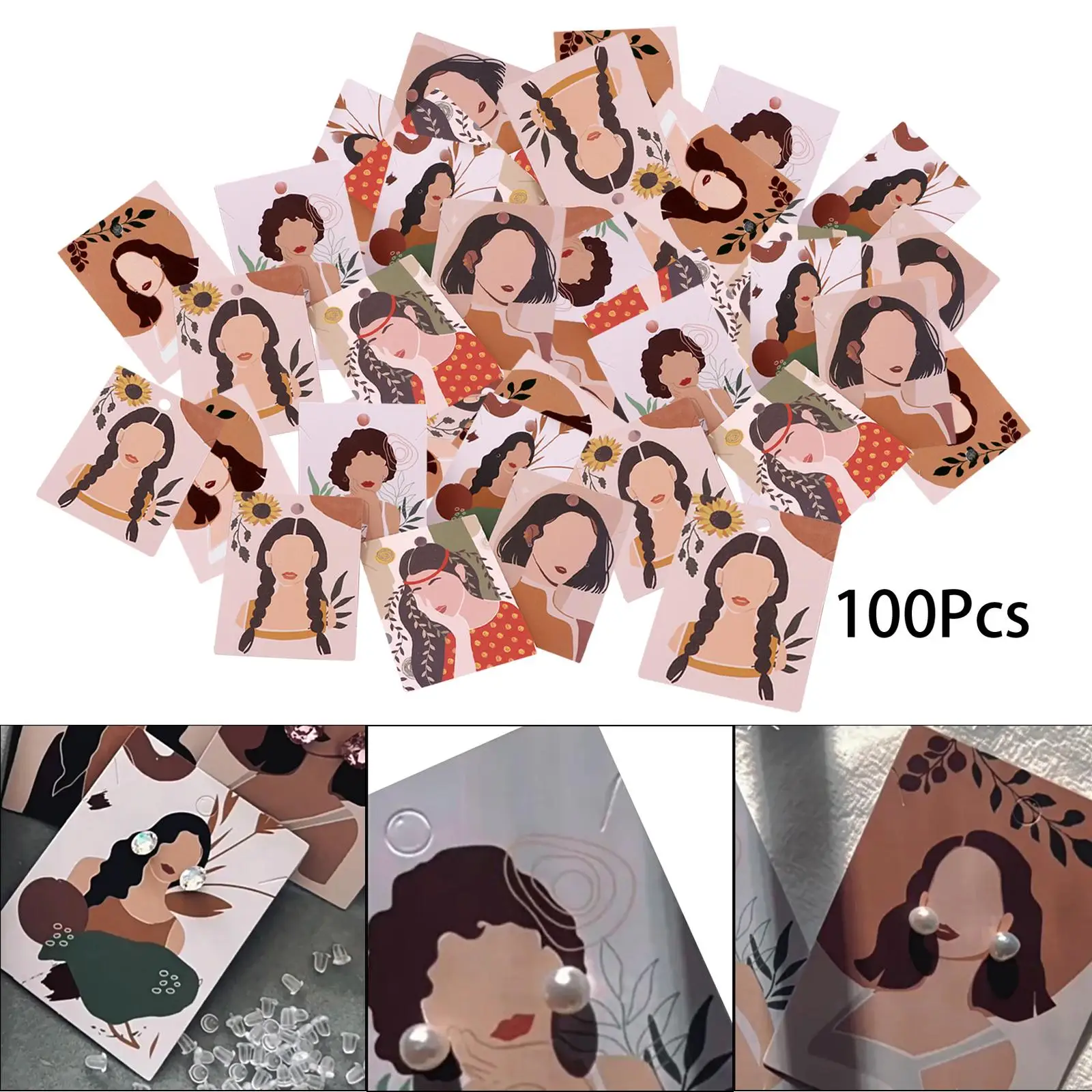 100x Earring Display Cards Jewelry Display for Stores Jewellery Shops Dorm