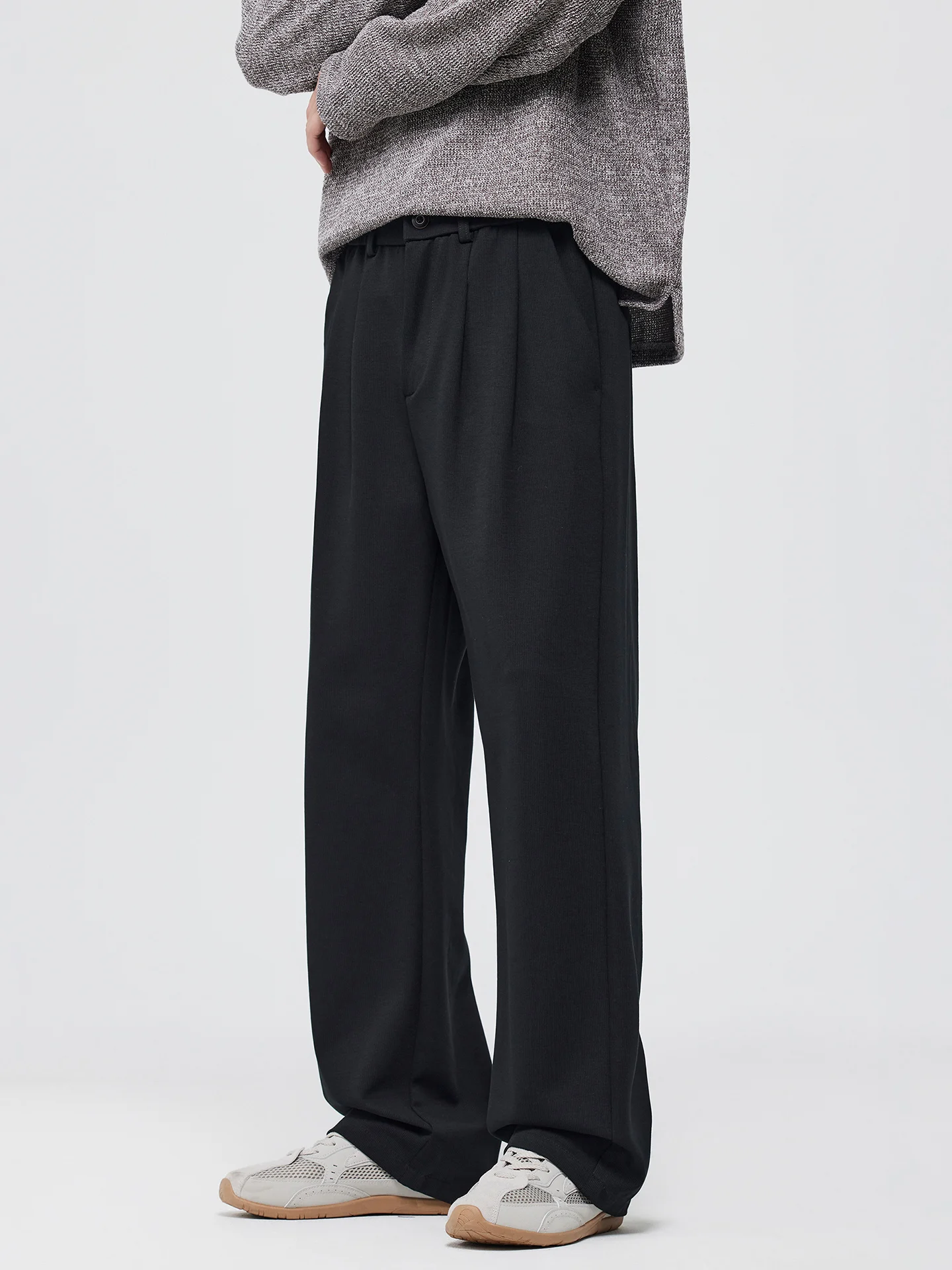 

American Sle Casual Men's Suit Pants Drapey Loose Straight Leg Long Trousers Comfortable Loose Fit Polyester Blend