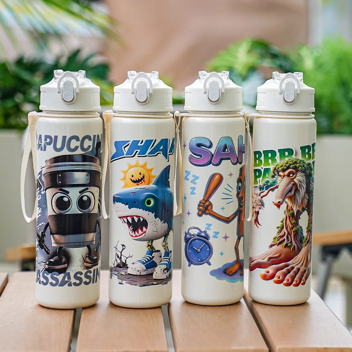 Botol Air Italia 750ml dengan Sedotan Tung Tung Sahur Tralalero Tralala Botol Air Anak Laki-laki Musim Gugur Musim Dingin