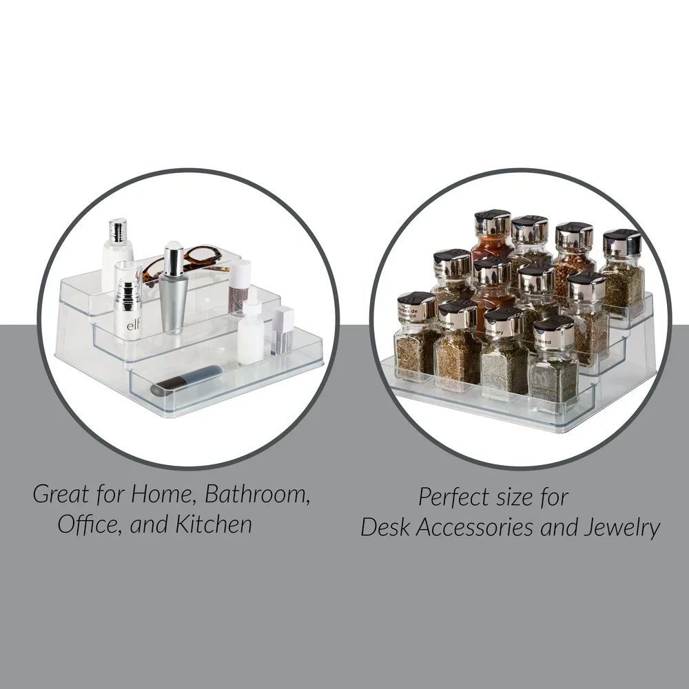 منظم خزانة شفاف مكون من 3 طبقات لتخزين توابل المطبخ ورف الحمام وطلاء الأظافر وتصميم أنيق ومتين #6