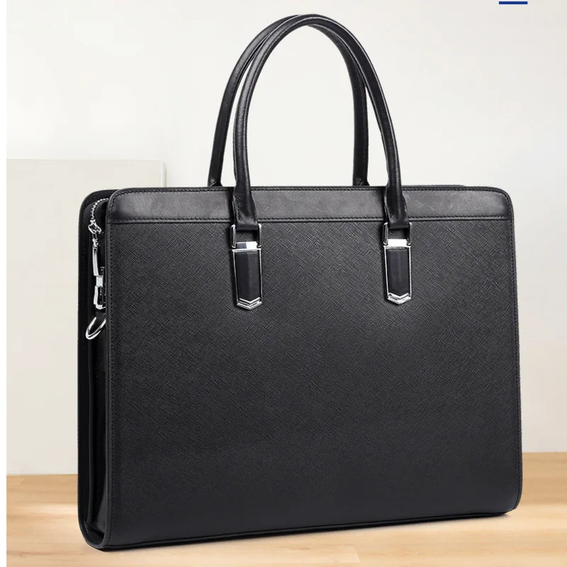 جديد حقيقي حقيبة ساعي الرجال الجلود قفل بكلمة مرور رجال الأعمال حقيبة يد جلد البقر كمبيوتر محمول سعة كبيرة حقيبة حقيبة كروسبودي #1