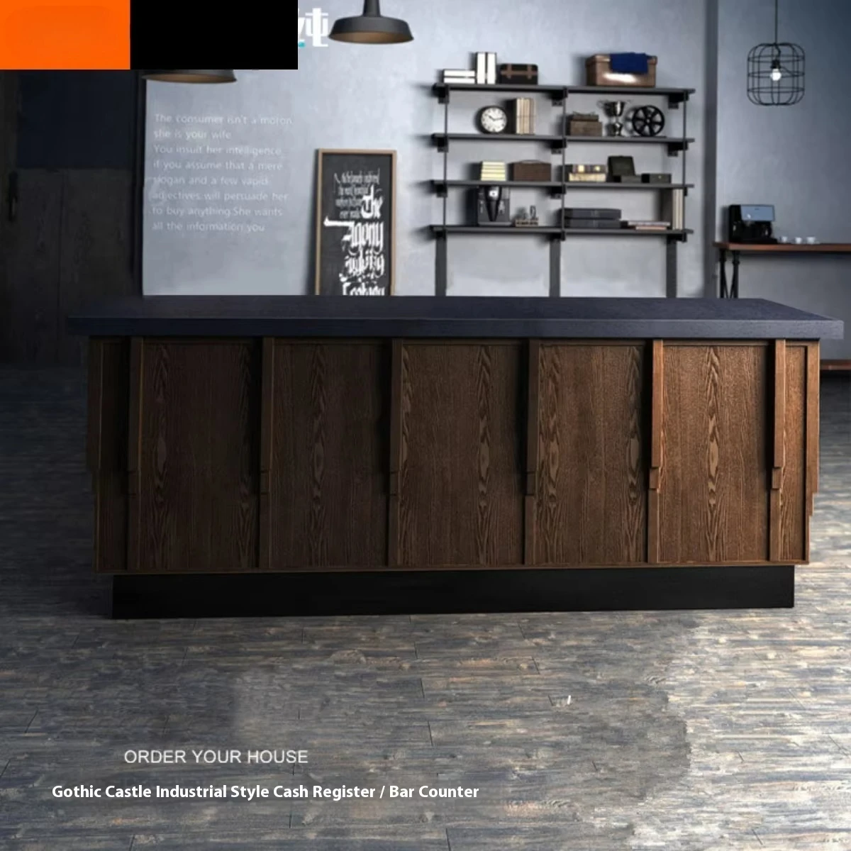 

Деревянный барный стол в ретро-индустриальном стиле для кафе, чайных, ресторанов, спортзалов, ресепшн, с возможностью индивидуальной настройки