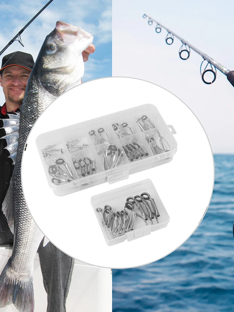 10/40pcs Fishing Rod Guides Stainless Steel Top Tip Fishing Ring Replacement Smooth Mini Convenient Outdoor Accessories