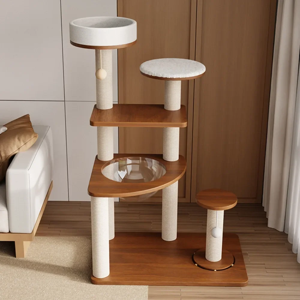 climbing frame cat bed integrated solid wood space capsule Tongtian pillar vertical cat rack sisal does not occupy a cat tree