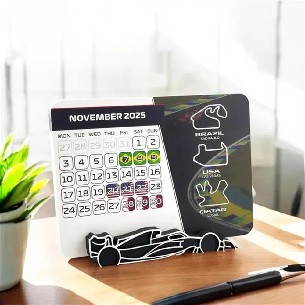 

2 Pcs Trendy Car Racing Desktop Calendar with Bracket Thrill Motor Calendar Experience Cool Calendar Office