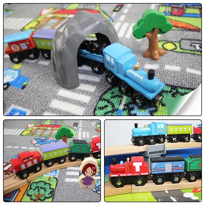 Magnetic Wood Train Toys Wooden Train Accessories Anime James Locomotive Model Car Toy for All Brands Tracks Kid Christmas Gifts