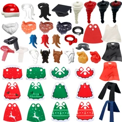 MOC Christmas Figure Wearing Accessories Building Blocks Santa Claus Beard Scarf Red Santa Hat Assembled Particles Kid BrickToys
