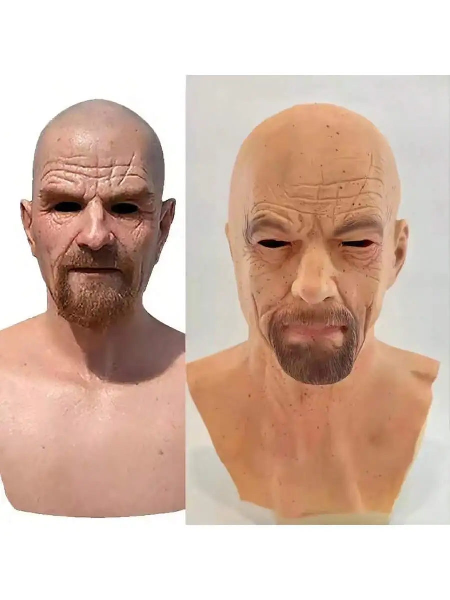 Realistische Glatze alter Mann Maske Breaking Bad Walter weiße Maske Heisenberg Latex Maske Erwachsene Halloween Cosplay Party Maskerade Requisiten – Detail 3