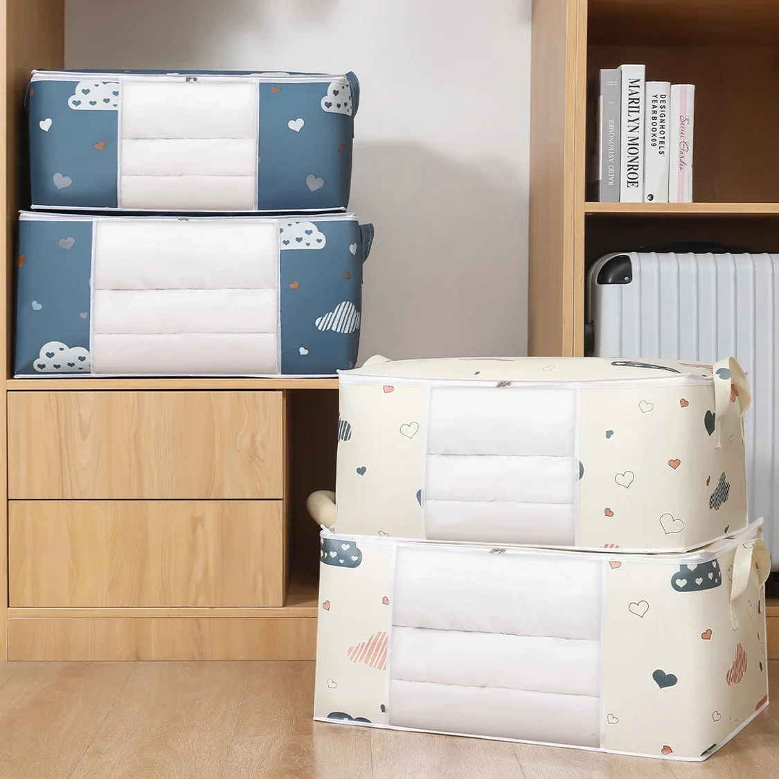 

Large Quilt Storage Bag Dust-proof Wardrobe Quilt Clothes Organizer Household Blanket Zipper Sorting Bags Moving Bag Storage Box