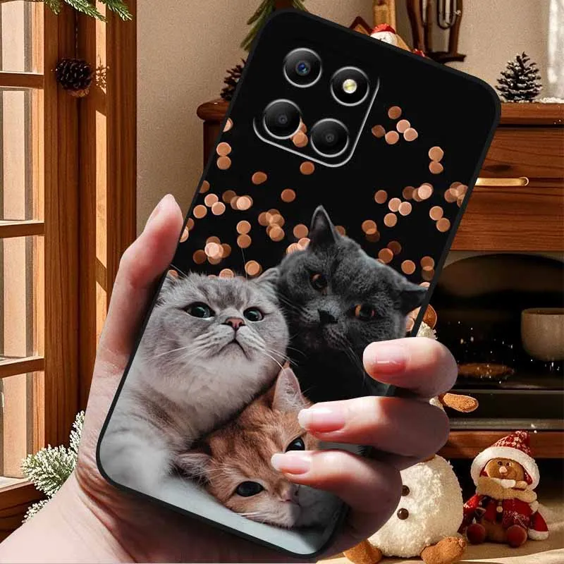 For Honor 70 Lite Case Soft TPU Silicone Painted Cat Black Back Covers For Huawei Honor70 Lite RBN-NX1 Cases Honor 70Lite 5G Bag