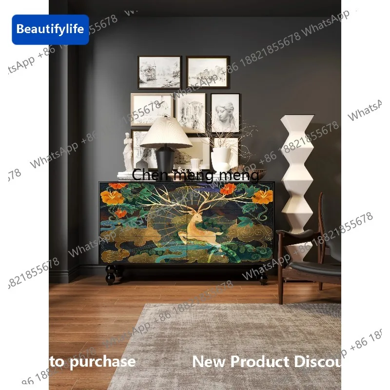 CC 45French medieval six-chest cabinet solid wood entry living room drawer decorative storage custom cabinet