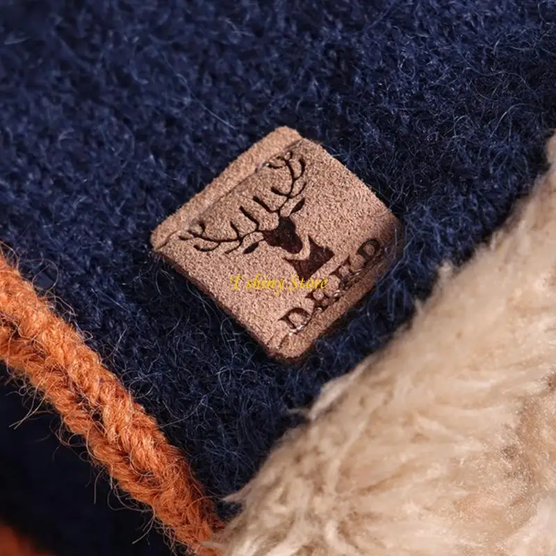 

N58F Unisex Winter Knitted Gloves Fleece Lining Fingerless Design Mittens For Outdoor