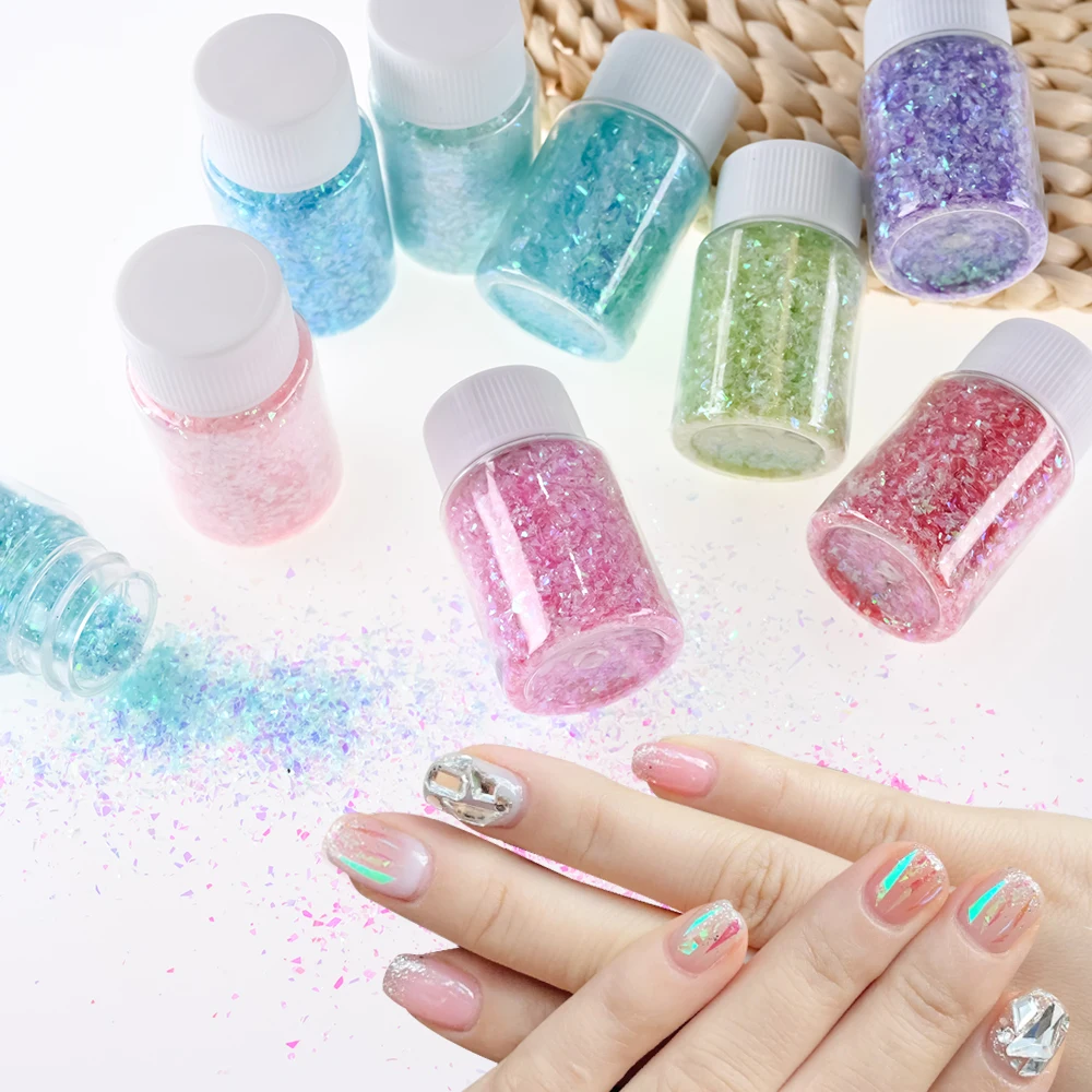 10g Sparkle Irregular Shape Nail Glitter Sequin Shiny Mermaid Flakes 3D Colorful Sequins DIY Manicure Polish Accessories Pigment