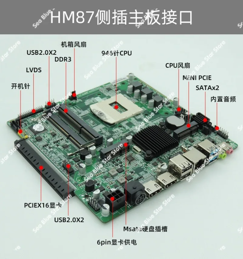 Industrial board New HM87 itx main board Fourth generation notebook 946-pin CPU all-in-one computer HTPC chassis, unique display - view 6