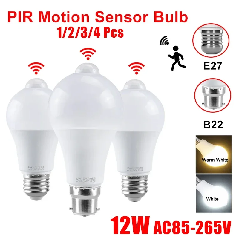 conduziu lampadas do sensor de movimento 12w pir sensor luz e27 b22 ampla tensao com infravermelho inteligente automatico para o corredor domestico 14 pecas 01