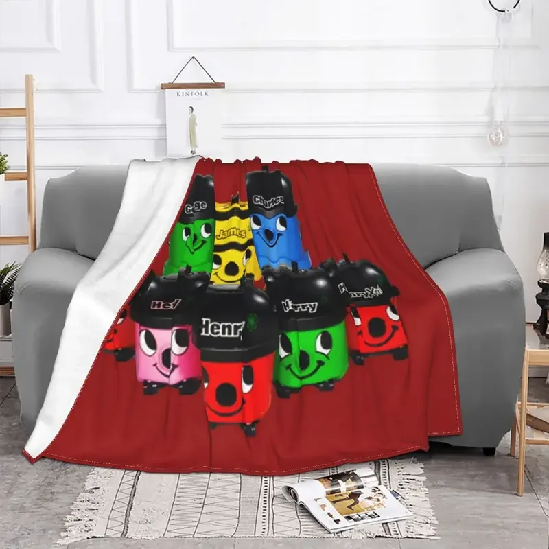 Henry Hoover And Friends Flannel Throw Blanket cute fun retro anime Blanket for Bedding Office Ultra-Soft Plush Thin Quilt