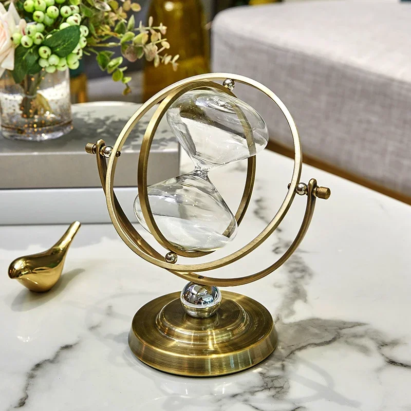 Aesthetic Sand Clock Vintage Globe Hourglass Sandglass Timer Desk Decor Luxury Living Room Decoration Ornament Table Accessoies