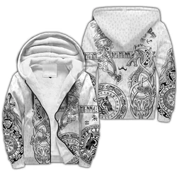 Fenrir Wolf Vegvisir Tattoo 3D Printed Mens Winter Thicker Zip Hoodie Unisex Casual Hooded Tracksuit Warm Fleece Jacket KD17