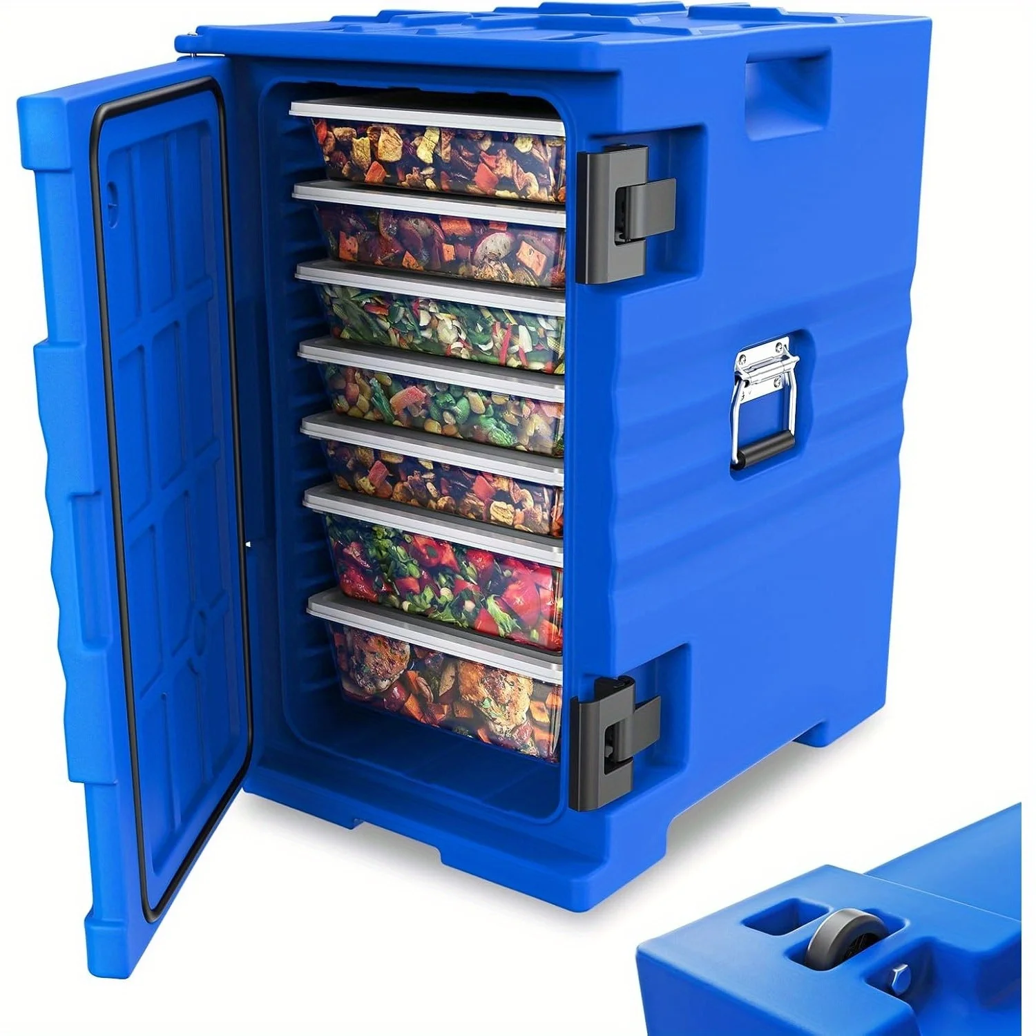 

MATLADIN Commercial-Grade Insulated Food Pan Carrier & Hot Box Warmer with Wheels, Heavy-Duty Stackable, Double Buckles & Handle - 82QT/109QT (Hot/) for Catering Trucks, Restaurants, Parties - Non- Heater,