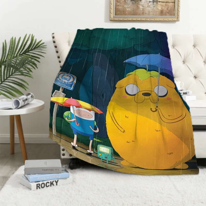 Child Blanket Anime Adventure Time Fluffy Soft Blankets & Throws Double Bed Blankets for Decorative Sofa Summer Comforter Throw