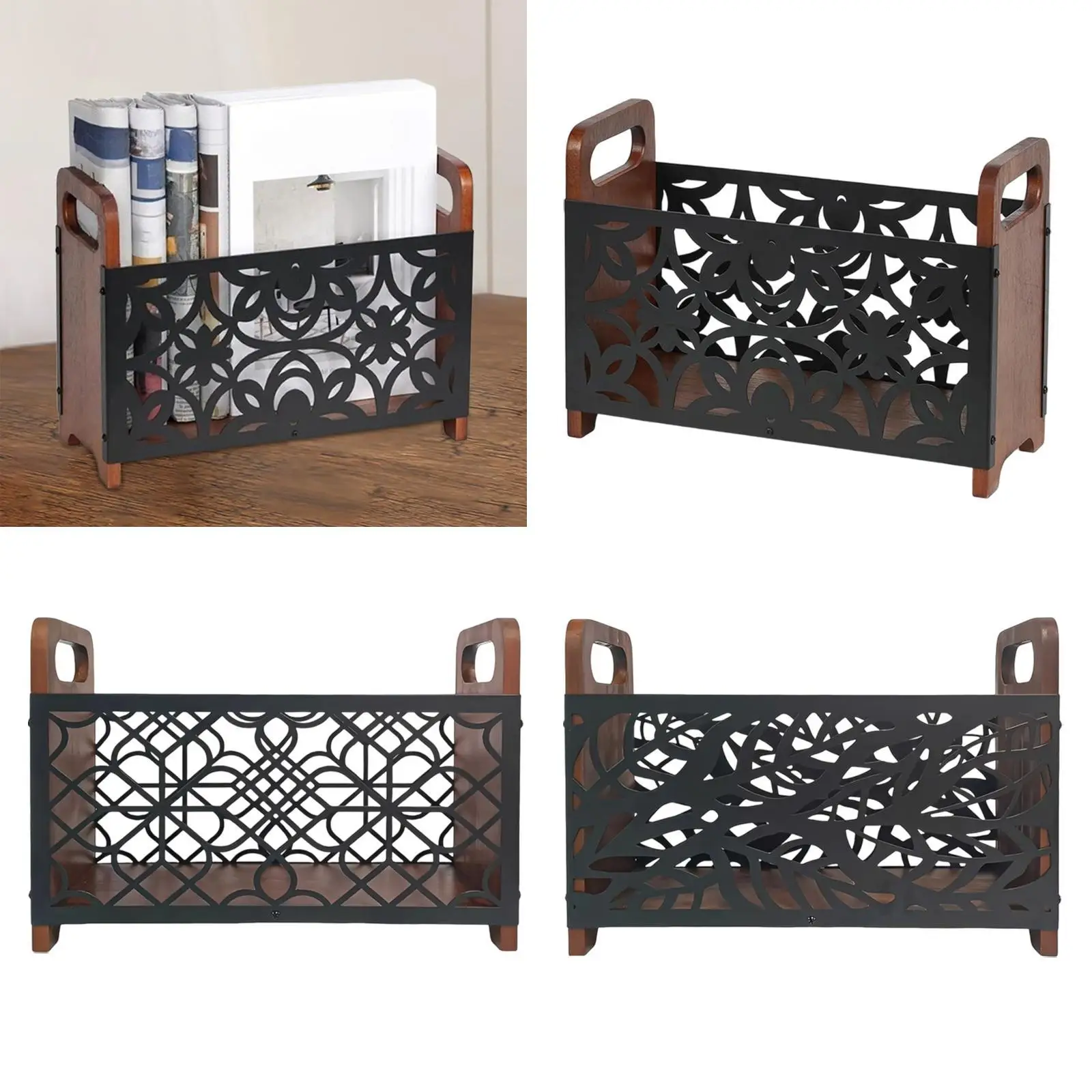 Organizer Bin for Desktop File Storage Basket Wood Rack for Books Mails s Toys Snacks