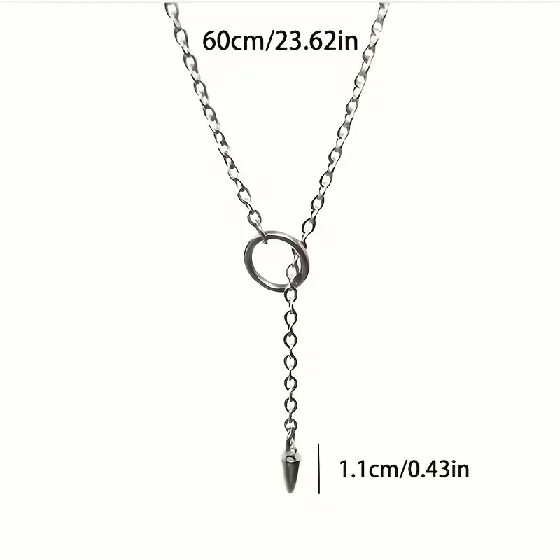 Street Hip-Hop 316L Stainless Steel 18K Gold-Plated Y-Shaped Necklace with Bullet Pendant, Trendy Cool Men's Layering Style
