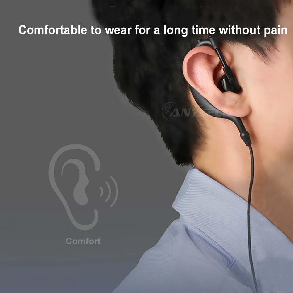 2 Pin G-shape Ear Hook Headset Earpiece PTT Adjust Volume for For Baofeng TYT Quansheng Anysecu UV-K5 Walkie Talkie with Mic