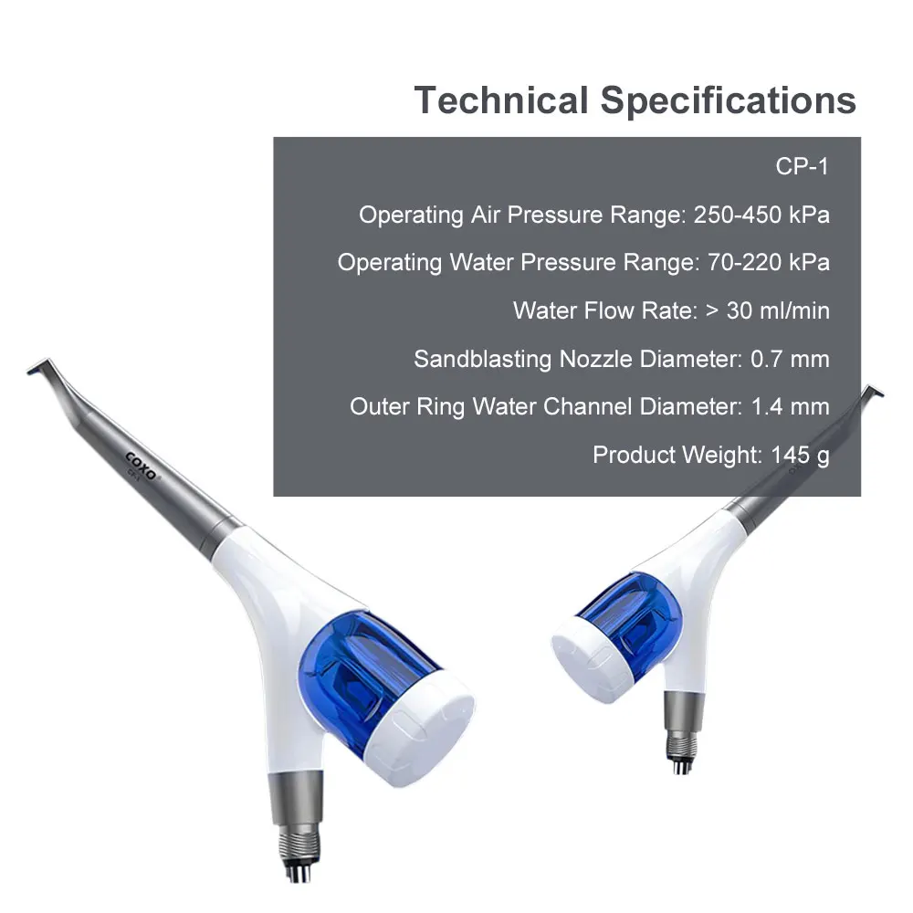 COXO CP-1 Dental Air Polisher 2/4holes Dental Air Polisher 0.7mm Small Caliber Nozzle  Design 360 Degree Rotatable
