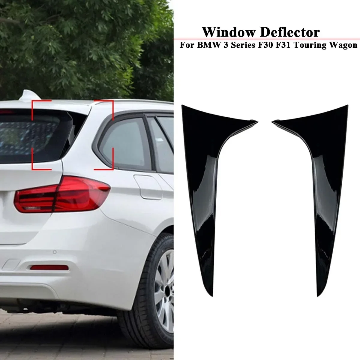 2pcs For BMW 3 Series F31 Touring Wagon 2012-2018 Rear Window Splitter Side Spoiler Canards Aprons Sticker Trim Car Accessories