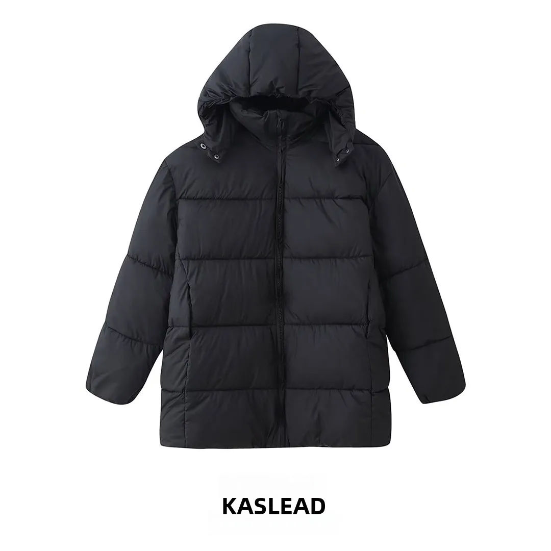 KASLEAD New Women's Loose Fit Hooded Cotton Jacket Versatile Design High-End Feelings Fashionable Outerwear for Ladies