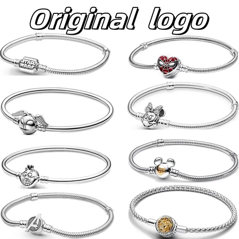 

Original Disney 925 Silver Plated Moments Bracelets Harry Mickey Spider Heart Clasp Bead Charm Bracelet For Women DIY Jewelry