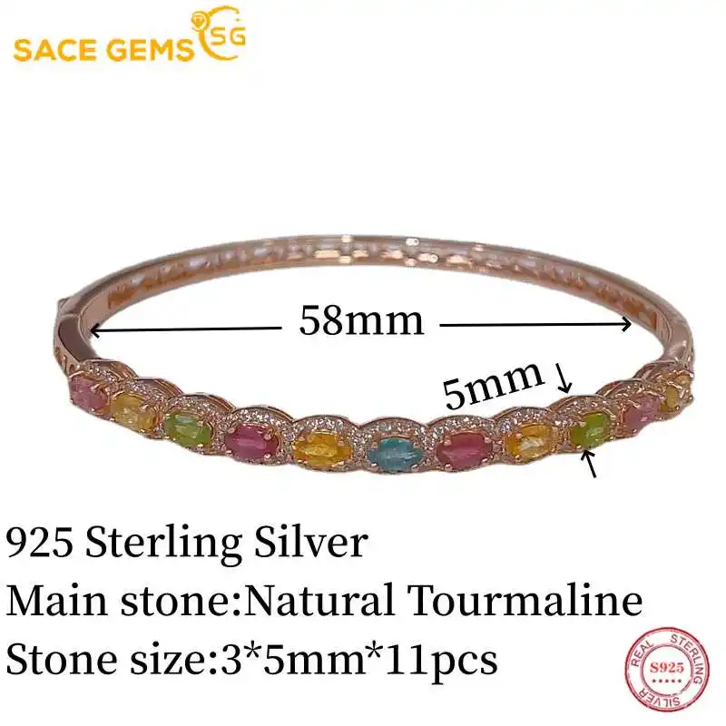 Imagem -03 - Sace Gems-pulseiras Turmalina Natural para Mulheres 925 Sterling Silver Festa de Noivado Brinde Joalheria Fina Novo Certificado 3x5 mm 18cm