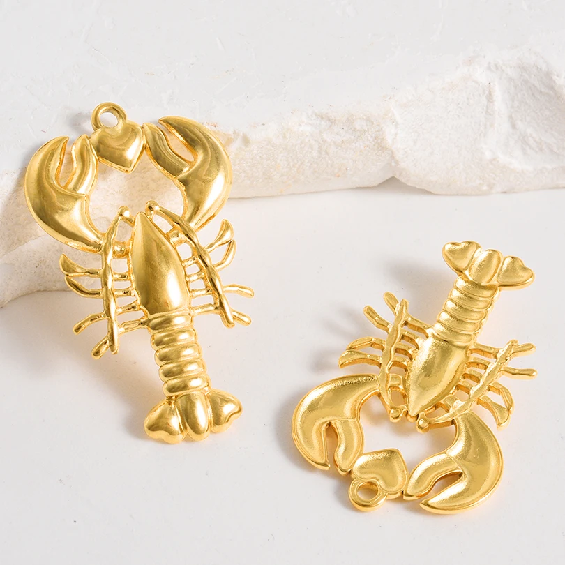 

Beach Charm 12pcs/lot Ocean Animal Lobster Pendant Stainless Steel Material DIY Making Necklace Earring Keychains Accessories