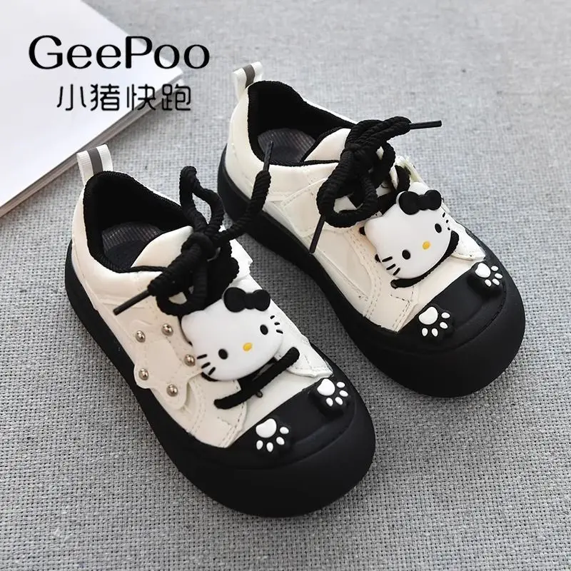 Sanrio Hello Kitty Sneakers para crianças, Kawaii Sweet Cute Cartoon Anime Fashion, Sapatos de Borda Respiráveis Casuais, Maré Presente para Meninas, Novo