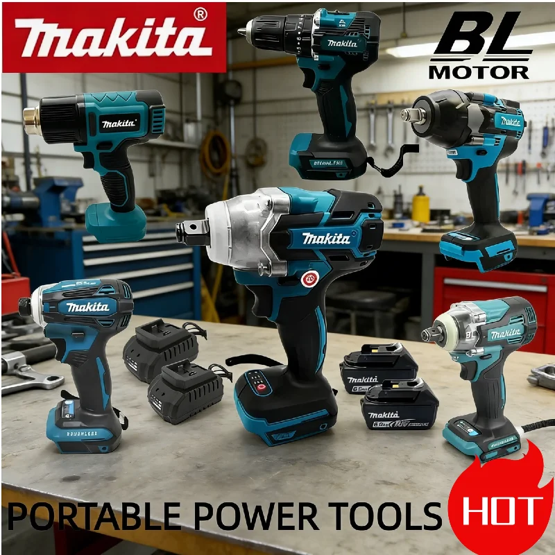 

Беспроводной бесщеточный набор инструментов Makita: Цифровой термофен, ударный гайковерт/гайковерт с обратным ходом, DTW600, DTD173, DDF487, DTD171, DTW700, TW004G